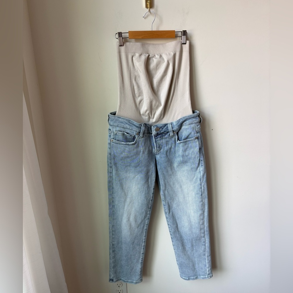 Blanqi Maternity Straight Leg Cropped Jeans Postpartum Everyday Comfy Size 6